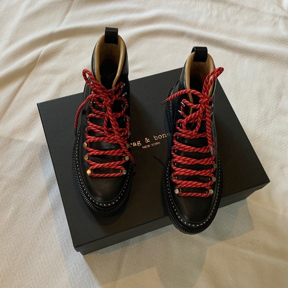 Rag and Bone Compass Leather Studded Boots, Size 37, Black - Picture 13 of 15